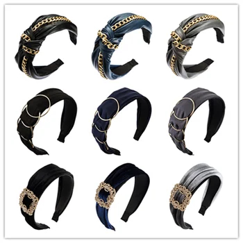 

Pauli Manfi New Cloth Multi-layer Metal Ring Metal Chain Wide Edge Fashion Simple Party Party Headband Gift