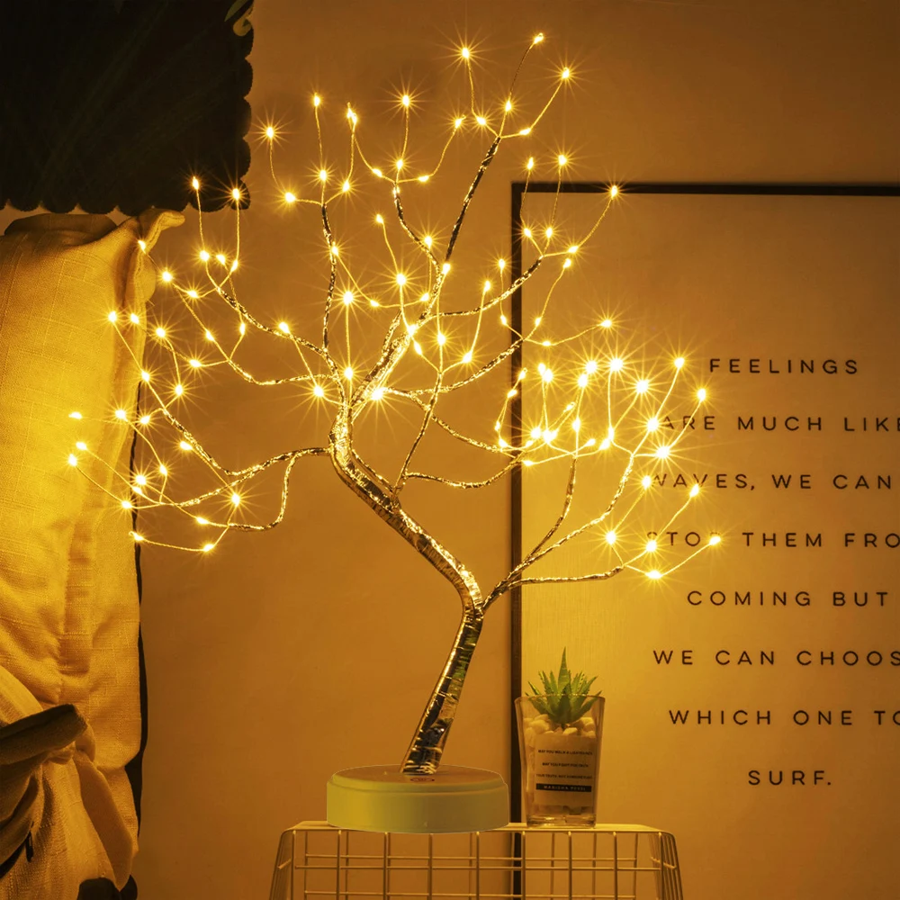 LED Tabletop Bonsai Tree Light Touch Switch DIY Artificial Lamp Decoration for Gift Home Decor Battery/USB Operated | Лампы и