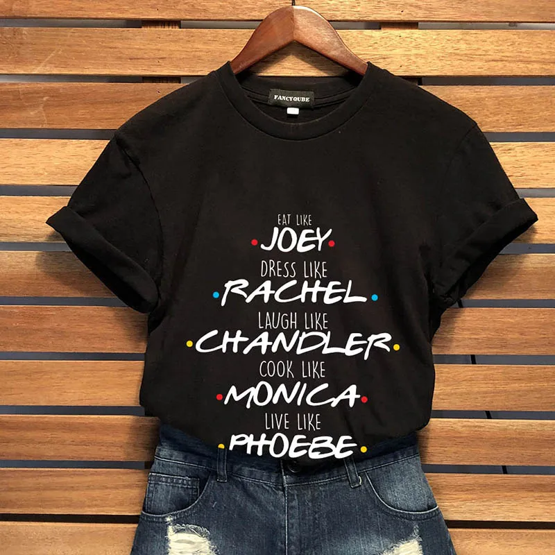 Футболка с готическим рисунком Friends Tee Harajuku женская футболка с буквенным принтом с коротким рукавом и круглым вырезом Женские топы