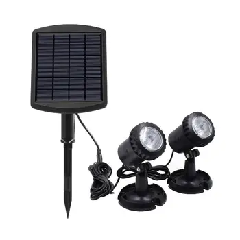 

DishyKooker 2LEDs Solar Powered Submersible Lamp Spotlight Projection Light for Garden Lawn Pool Pond