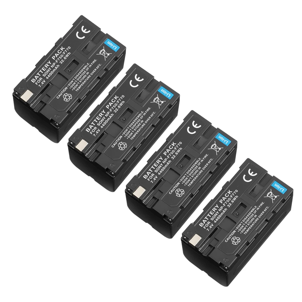 YILIZOMANA 4400 мА/ч, NP-F770 NP-F750 NP F770 np f750 NPF770 750 Камера батарейки для Sony NP-F550 NP-F770 NP-F750 F960 F970 - Color: 4 pcs Battery