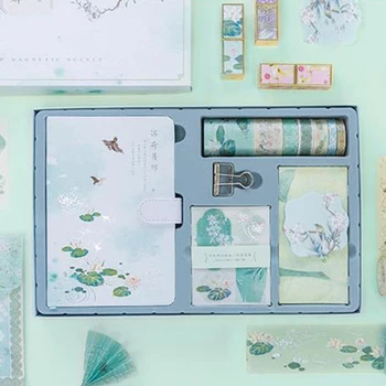 

1set Kids Gift Portable Clips Chinese Style With Paper Stickers Weekly Plan Magnetic Buckle Journal Notebook DIY Stationery