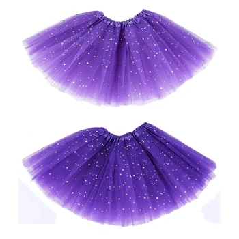 

2 Pcs Smart Baby Girl Clothes Stars Sequins Petticoat Ballet Dance Fluffy Tutu Skirt - Purple & Dark Purple