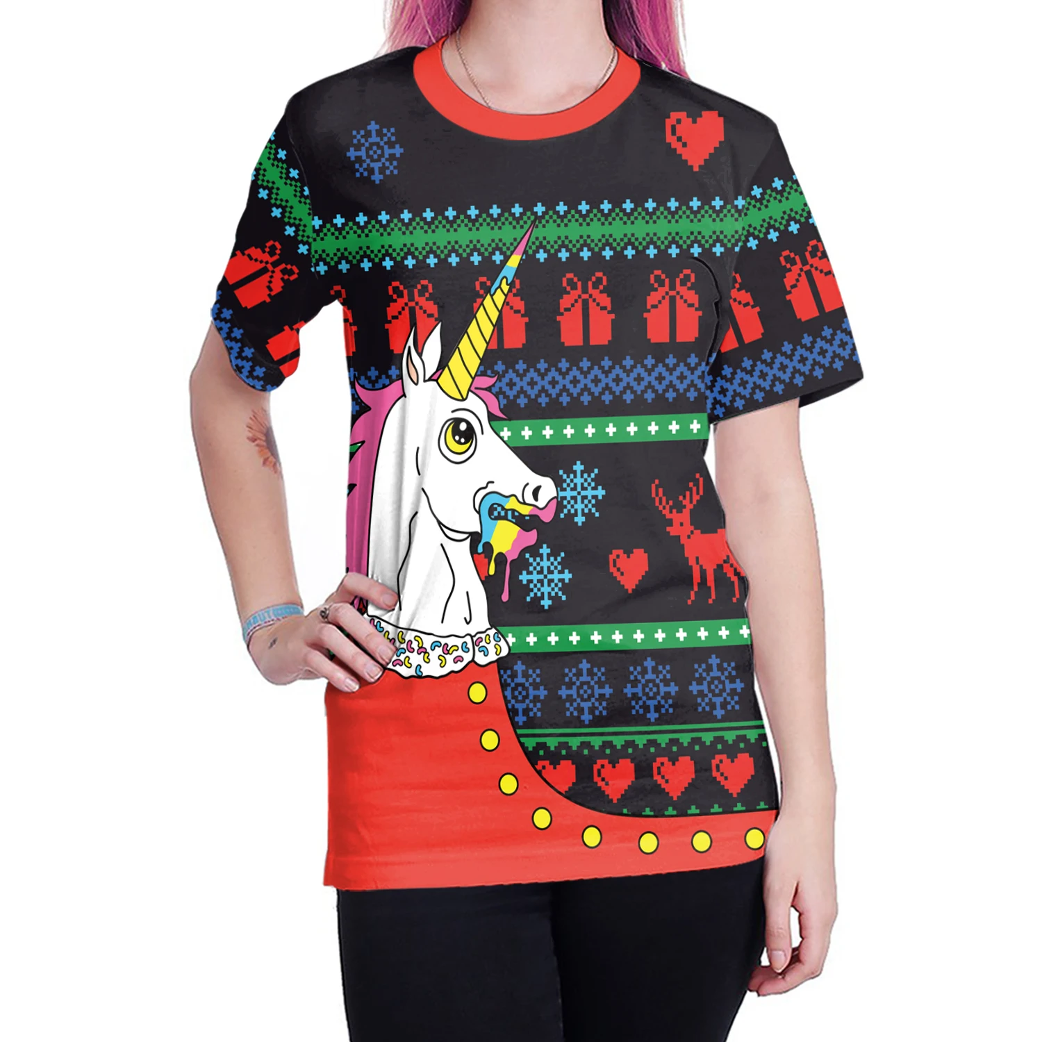 M121-003 Mayata Merry christmas женские 3D футболки Топ женские сексуальные женские футболки Плюс Размер Топы рождественские подарки рубашка harajuku - Цвет: M121-003