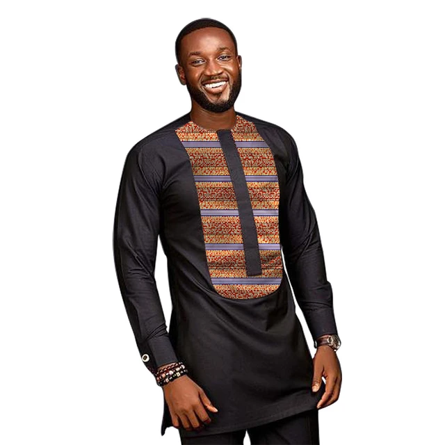 Camisa africana de Ankara para hombre, tops manga larga para hombre, dashiki negras, ropa Africana hecha medida para novio AliExpress