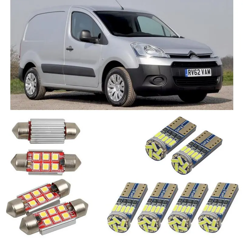 Интерьерные Светодиодные Автомобильные фонари для citroen berlingo b9 k9, коробка для минивен, Купольные лампы для автомобилей, Освещение номерного знака 8 шт./лот