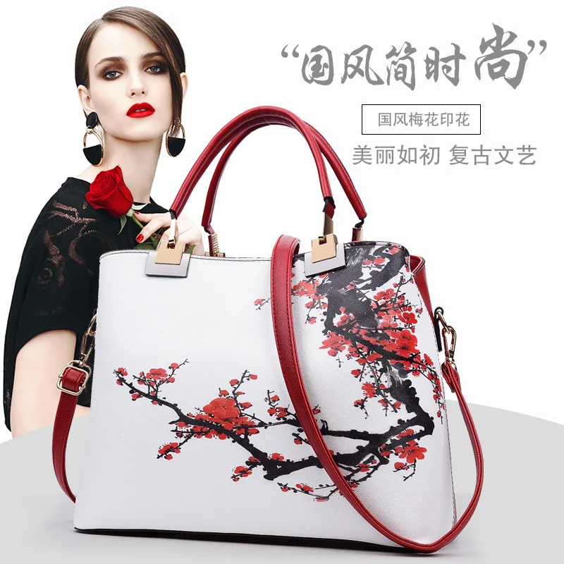 

Hot Selling Classic WOMEN'S Bag Bag Hand Shoulder Flower WOMEN'S Bag Shell Plum Spraying Stereotypes