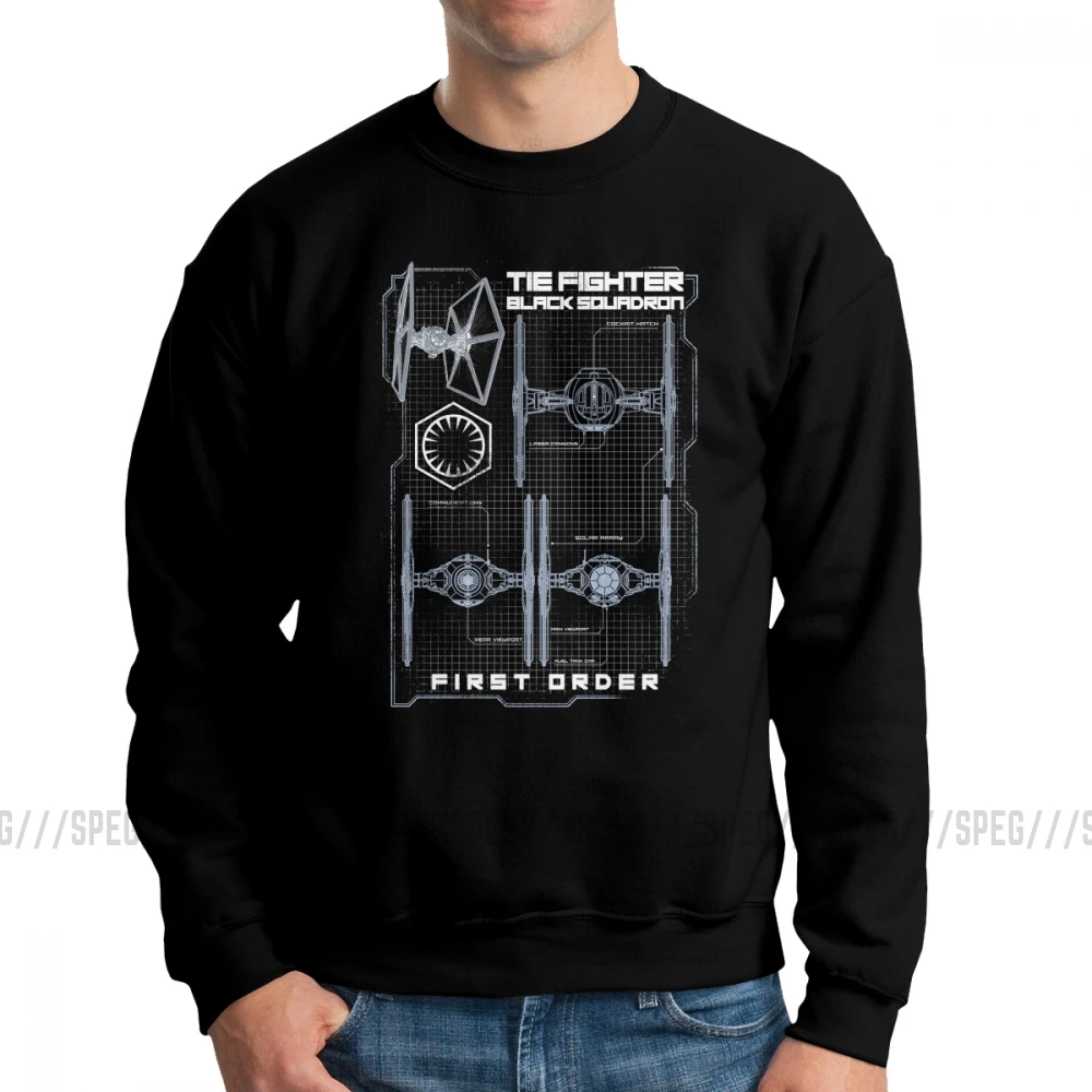 Для мужчин Звездные войны Tie Fighter черная эскадрилья толстовки забавные толстовки хлопковые графические Пуловеры Одежда - Цвет: Черный