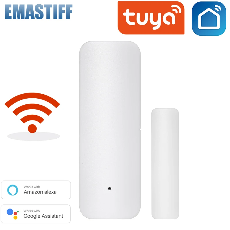 Sensor de Porta Sensor de Trabalho com Alexa Casa do Google Pces Tuya Wifi Porta Inteligente Aberto - Fechado Detectores Smartlife App Janela 100 1 Cheap Sensor e detector