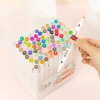 

12/24/36/48/60/80 Colors Professional Art Markers Dual Tip Brush Pen Markers Set Graffiti Caligraphy Sketch Liners for Drawing