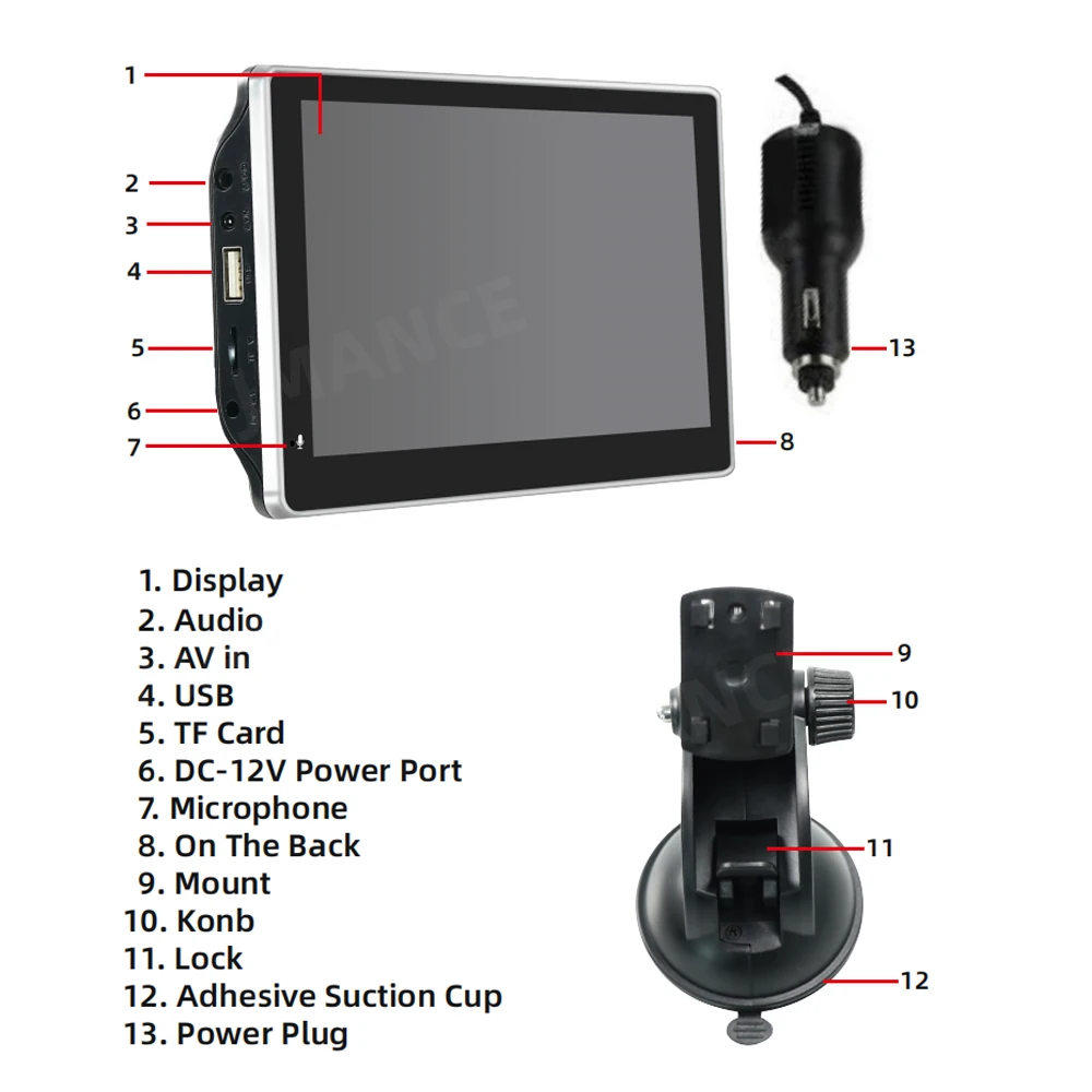 7 Inch Touchscreen Auto Draagbare Draadloze CarPlay Tablet Android Radio Multimedia Bluetooth Navigatie HD1080 Stereo Linux_voghion.com