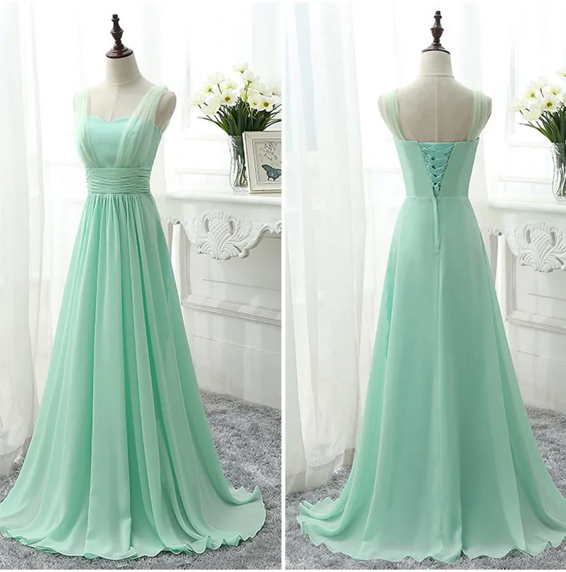 Custom Made Size Color Long Mint Green Bridesmaid Dress Royal Blue Pink Chiffon Vestido Cheap Bridesmaid Dresses Sweet Memory