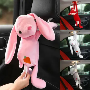 

2020 New Lovely Cartoon Rabbit Car Interior Tissue Box Cover Hanging Paper Case Napkin Storage Holder Home Decor Organizer