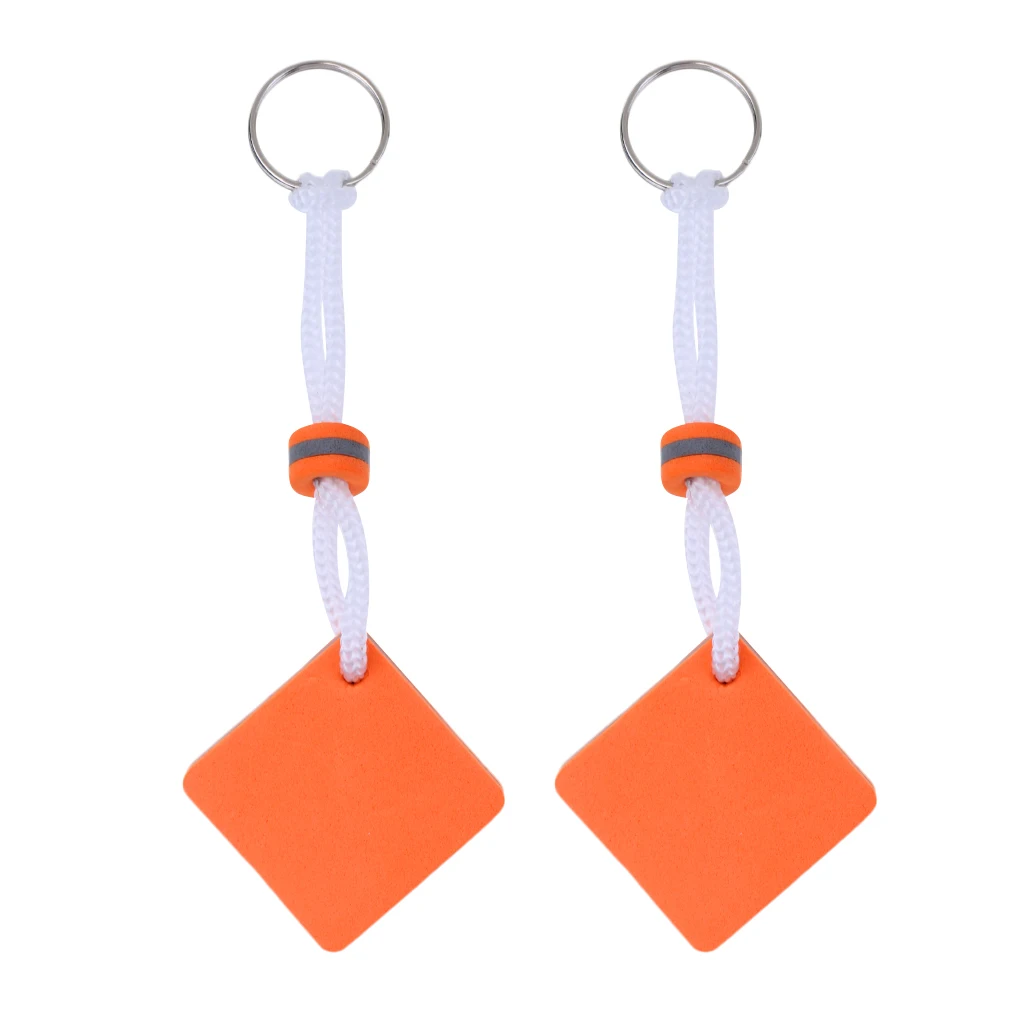 2x Boating Sea Fishing Water Floating Keychain Key Ring-Ships Square Orange