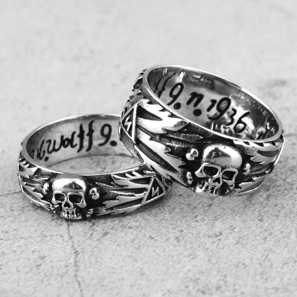 Stainless Steel Men Rings Domineering Skull Devil Punk Gothic HipHop