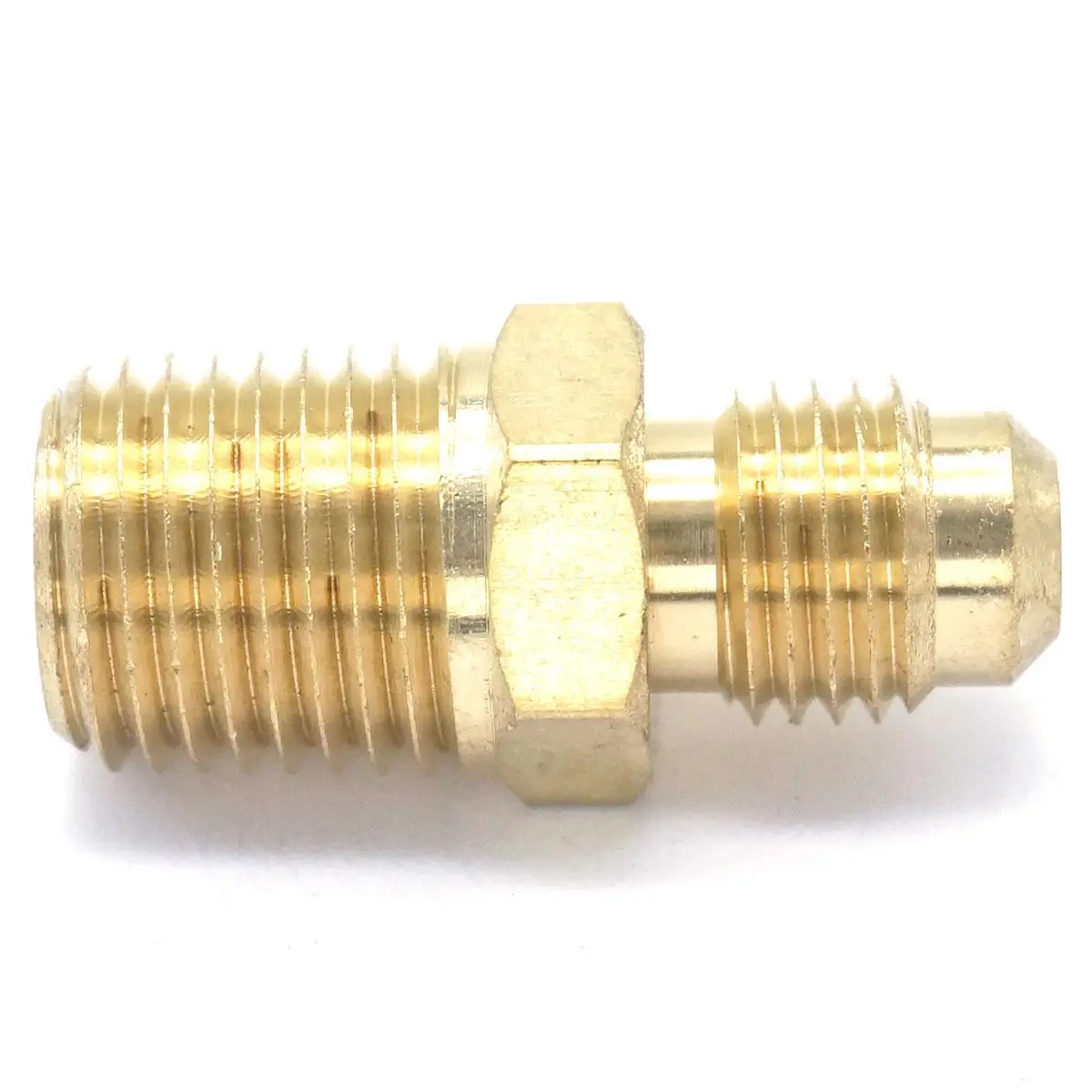 SAE Flare Thread 7/16"-20 UNF To 1/4" NPT Male Fit Tube O.D 1/4" Hex Brass SAE 45 Degree Pipe Fitting Connectors 1000PSI pipe fitting water pipe fitting hose pipe fitting