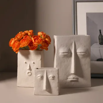 

Abstract Face Portrait Jar Creative Desk Flower Vase Home Decorative Flower Arrangement Dried Flower Pot Facial Features Vase