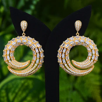 

GODKI New Trendy Geometry Dangle Earrings For Women Wedding Cubic Zircon CZ Engagement Party Indian gold earrings for women 2019