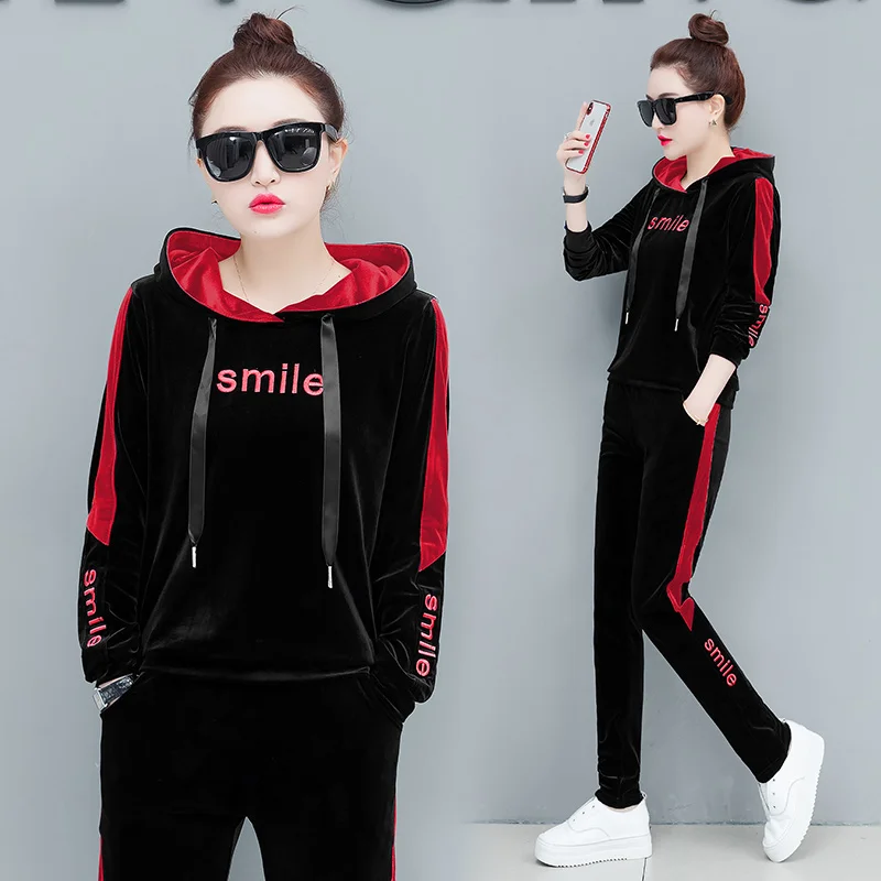 Бархатный комплект Топ и штаны из 2 предметов спортивный костюм для женщин