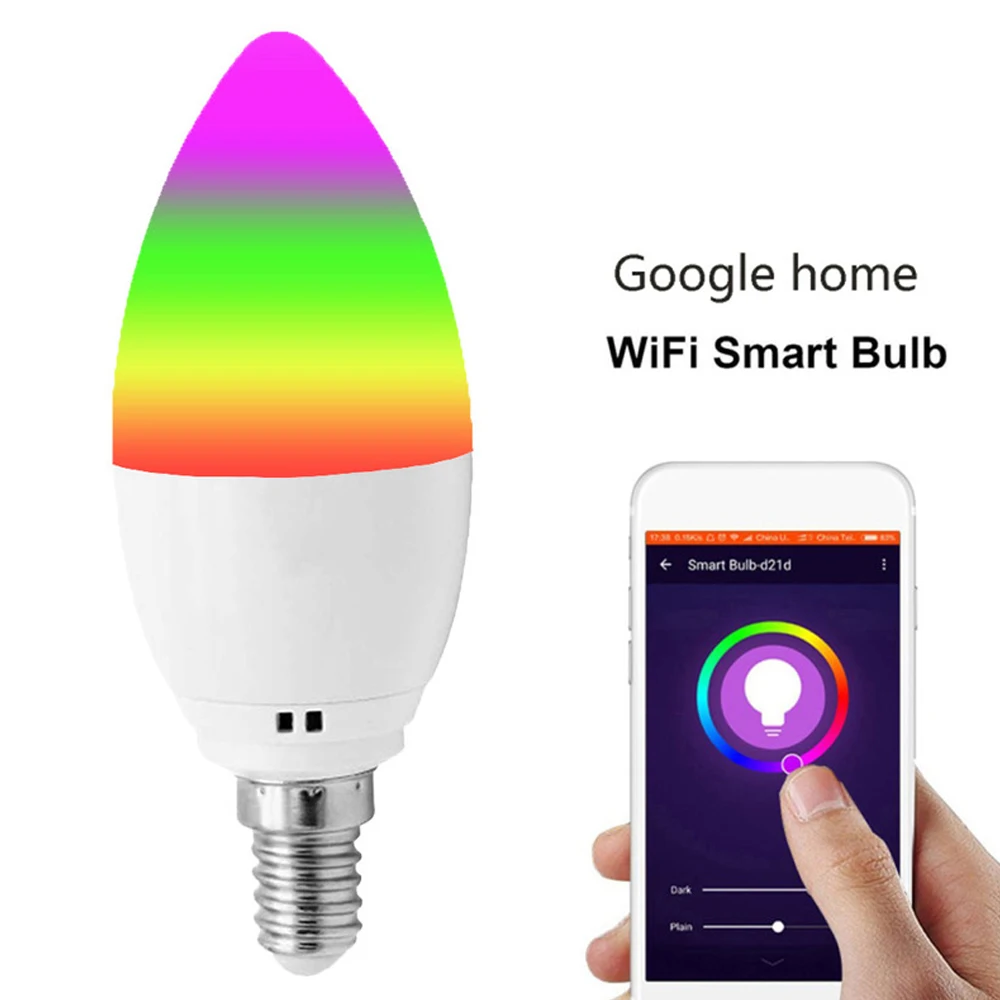 

Wifi Bulb LED 6W Color Changeable Light Lamp Cellphone Remote App Control E14/E12/E27/B22/E26