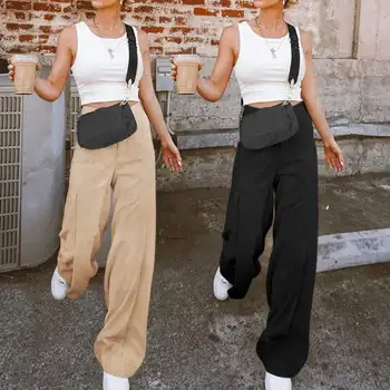 

2020 High Waist Vintage Wide Leg Pants Celmia Women Palazzo Causal Fashion Oversized Long Trousers Pockets Loose Pantalon Femme