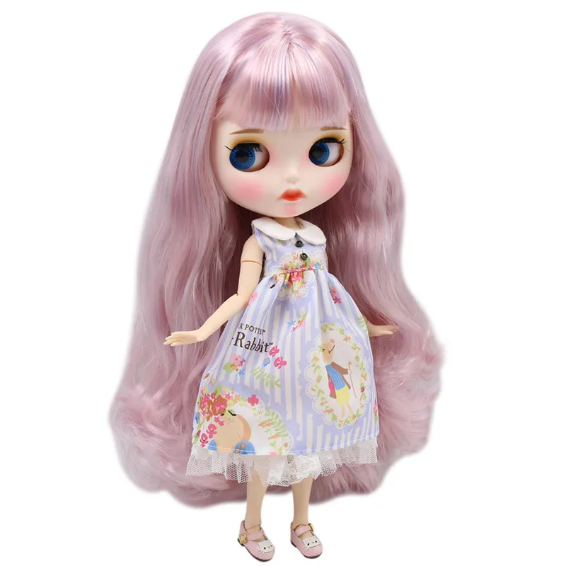 Ледяной обнаженный Blyth кукла No. BL6005/1010 розовый микс синие волосы резные губы матовые индивидуальные лица соединение тела 1/6 bjd