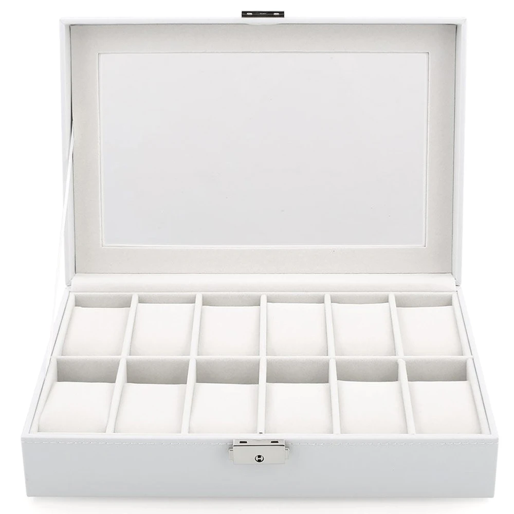 

12 Grids Leather Watch Box Jewelry Display Storage Organizer High Quality Rectangle Shape Watch Boxes