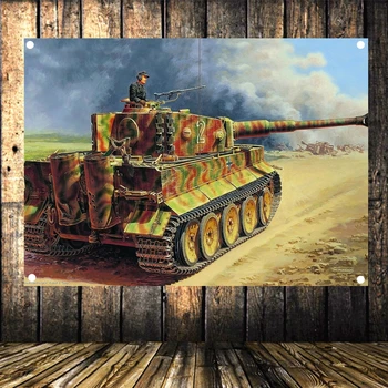 

WW2 GER Wehrmacht Tank Destroyers vs Russian Tank Military Posters Flag Banner Tapestry Mural Wall Art Vintage Decor Upholstery