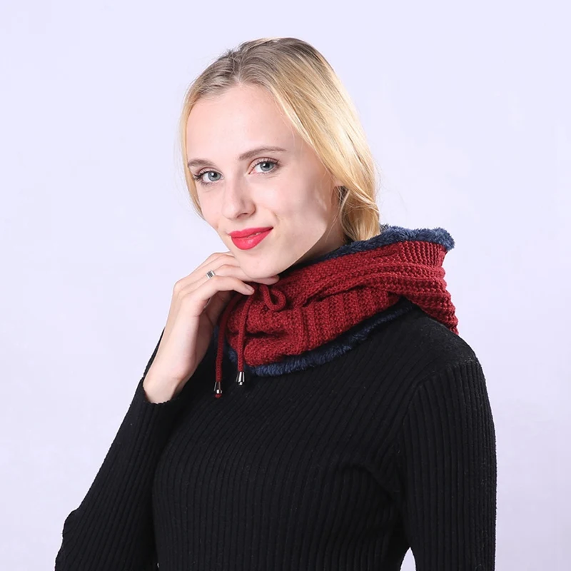Женская вязаная шапочка-шарф, набор Skullies Beanies, Зимние головные уборы для мужчин и женщин, однотонная шапка, шапка