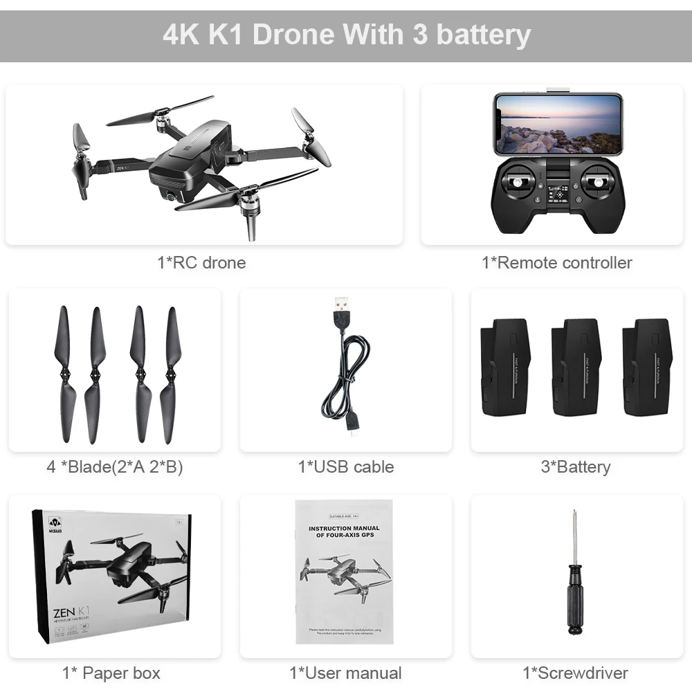 VISUO ZEN K1 Радиоуправляемый Дрон с 4K двойной камерой 30 минут время полета 5G wifi gps Optiacal Flow Радиоуправляемый квадрокоптер бесколлекторный р/у Вертолет игрушка - Цвет: 3B With Box