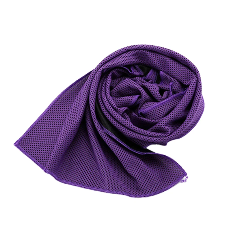 Purple Спортивное ледяное полотенце 90x30 см, практичное, долговечное, мгновенное охлаждение, полотенце для лица, Разогревающее, многоразовое, прохладное полотенце, подходит для занятий спортом, тренажерного зала, бега - Цвет: Purple