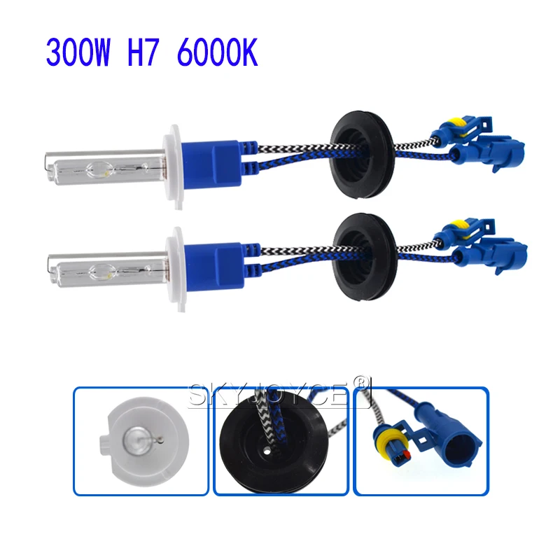 SKYJOYCE 1 Pair Ceramic 300W High Power 12V Car Headlight Bulbs Xenon H1 H3 H8 H11 9005 9006 D2H H7 HID Xenon Lamps 3000K-8000K (1)