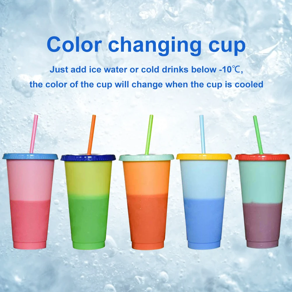 5pcs Color Changing Cold Cups Color Changing Plastic Cups Outdoor