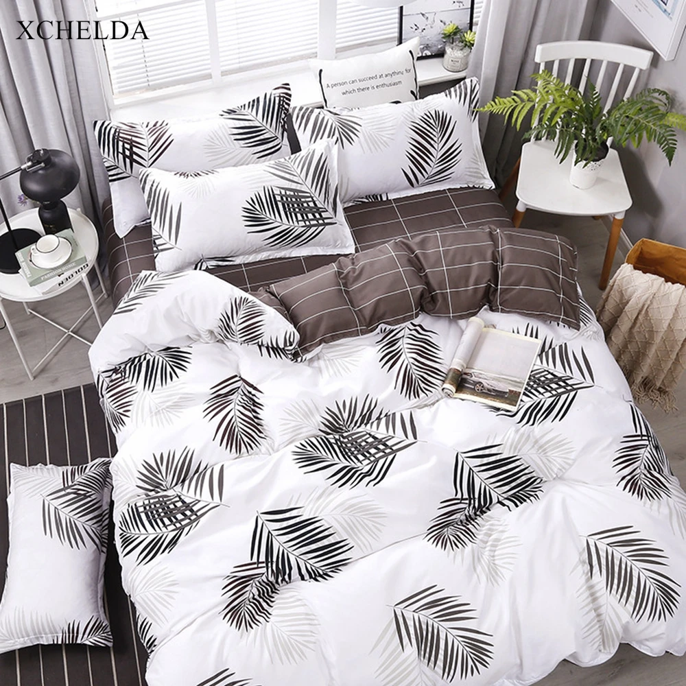 

Nordic Comforter Duvet Cover Bed Sheet set Couple Queen King Size Bedding Set White Cotton Adult linens Home Textile Bedspread