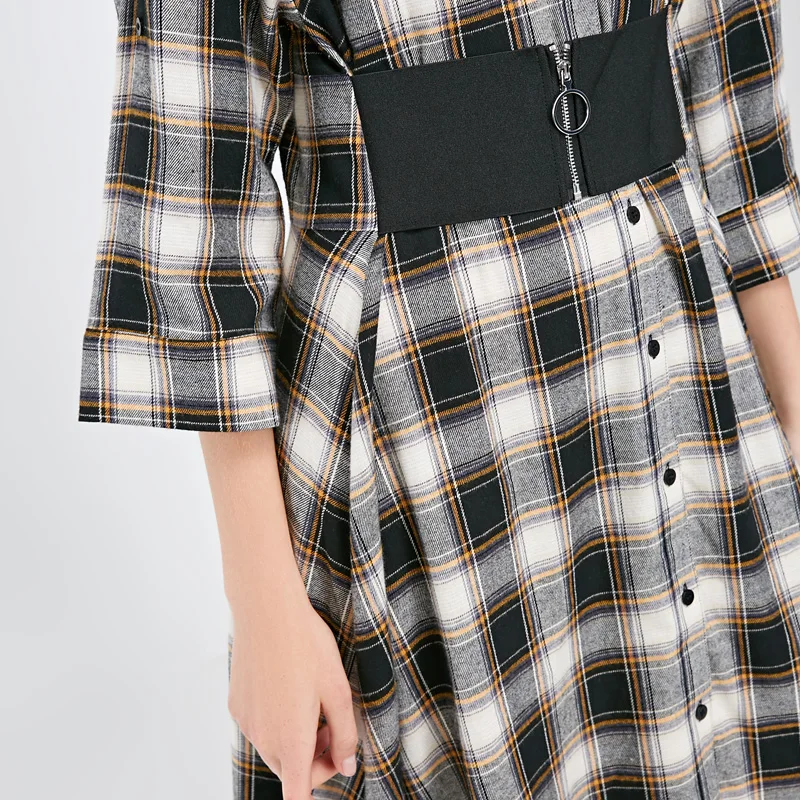Vero Moda женское клетчатое платье-рубашка с поясом и 3/4 рукавами | 3191SZ501