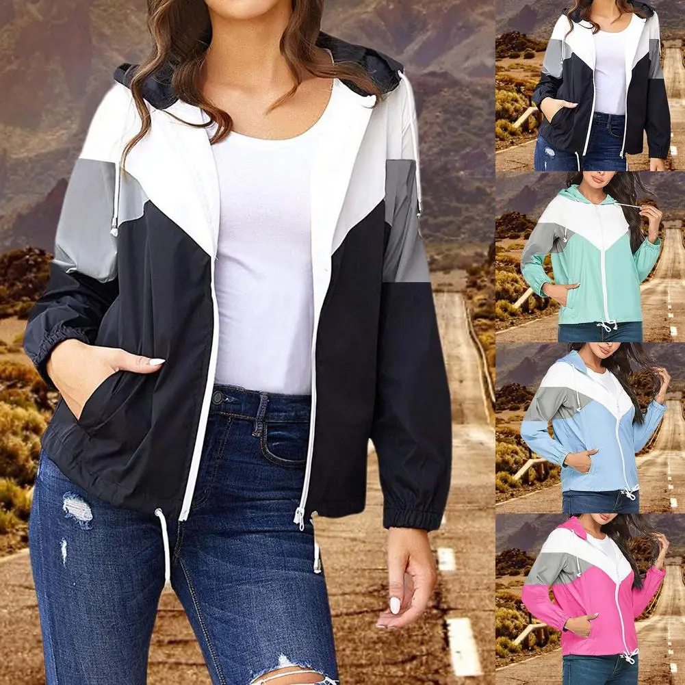 2021 Spring Autumn Women Jacket fashion Hooded Two Side Wear Cartoon Print Outwear women Loose Coat female Windbreaker tops 1