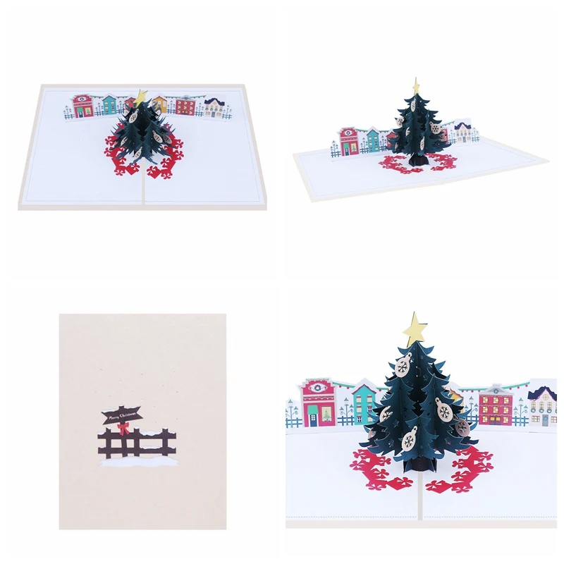  Christmas Card 3D Pop Up Christmas Tree Gift Card Happy Holiday Card Invitation Gift Product - 4000241157073