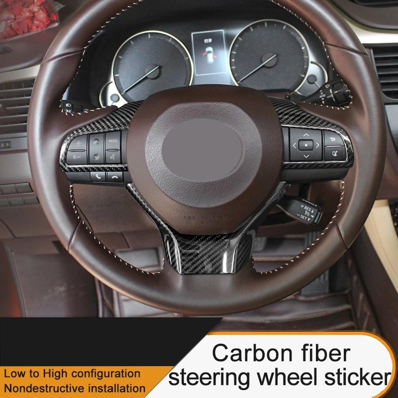 

QHCP True Carbon Fiber Car Steering Wheel Covers Trim Sticker Car Accessories Interior Decor For Lexus ES 200 300H RX300 450H GS