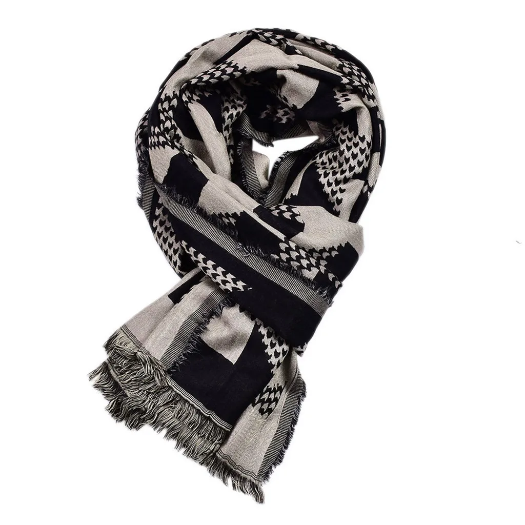 Женский шарф, роскошный бренд, новинка, модный, унисекс, зимний, в клетку, мягкий, зимний, длинный, с принтом, для женщин - Цвет: Черный