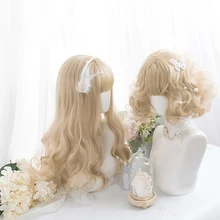 

Blonde Lolita Wigs Short Wave Bob Synthetic Hair For Women Cosplay Wig With Bangs High Temperture Fiber