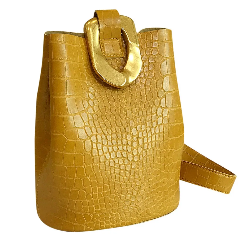 Женские сумки на плечо с узором под крокодиловую кожу, сумка-мешок с замком, роскошные сумки, женские сумки, дизайнерская сумка-мессенджер, Sac Femme#50 - Цвет: Yellow