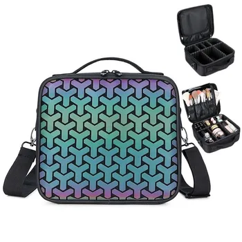 

Hot Sale 2020 women daily cosmetic bag fashion luminous makeup bags patchwork plaid Portable toiletries organizer make up cases