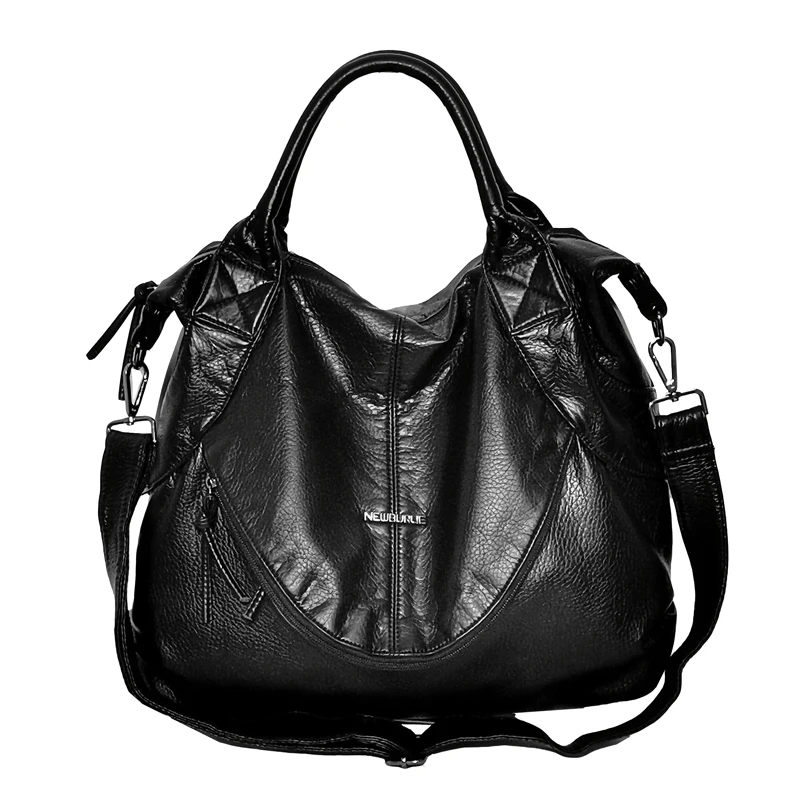 

2019 Large Pocket Casual Tote Women's Shoulder Handbag Soft pu Leather Luxury Messenger Bag Capacity Fashion Bags For Women