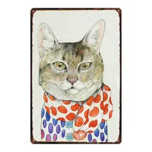Японская кошачья дощечка с надписью металлическая пластина с винтажным рисунком для настенного плаката Бар Искусство домашний декор куадро DU-2902