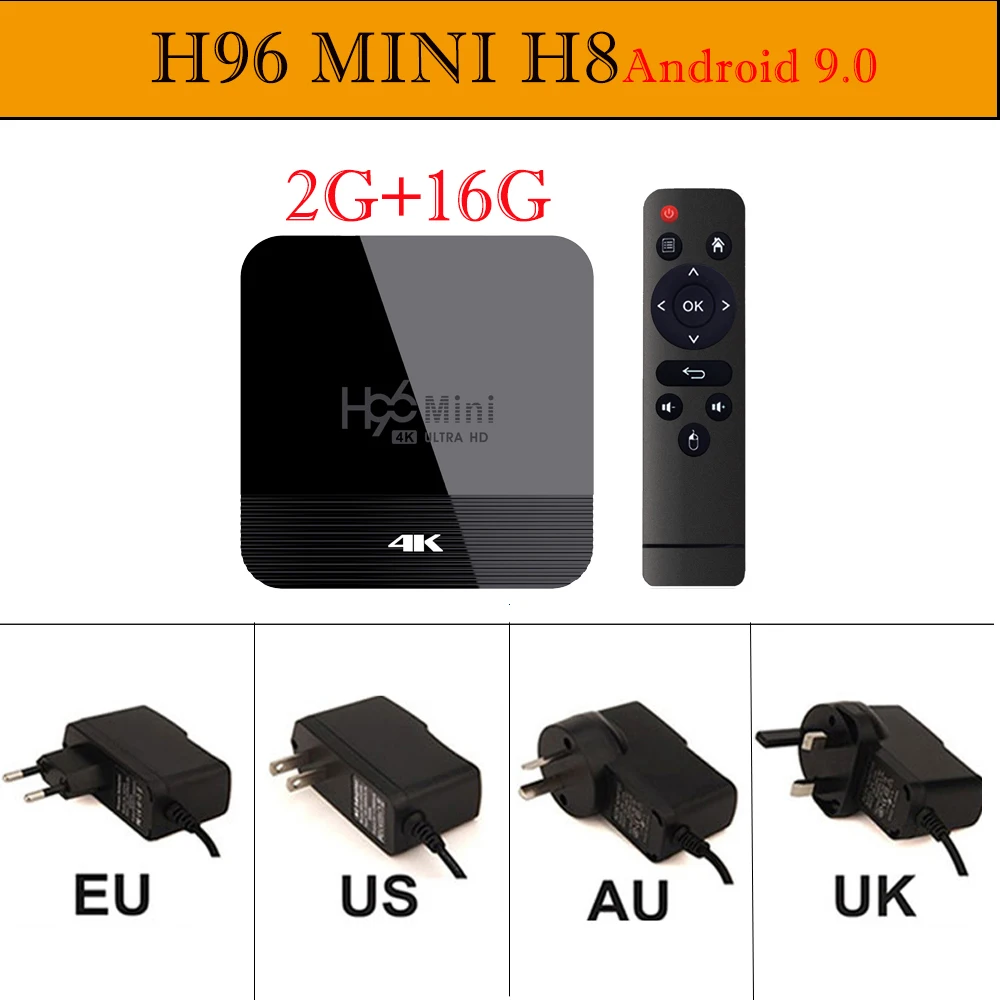 2g 16g H96 мини H8 приставка Android 9,0 Google голосовой помощник Bluetooth 4K RK3318 2 Гб 16 Гб домашний аудио медиа плей Netflix Youtube - Цвет: 2g 16g