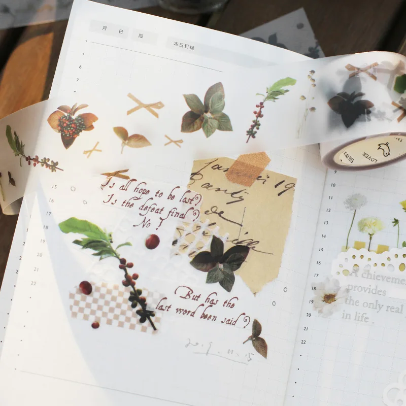 Ретро Bullet Journal красивые цветы прозрачная васи лента клейкая лента DIY Скрапбукинг наклейка этикетка маскирующая ПЭТ лента