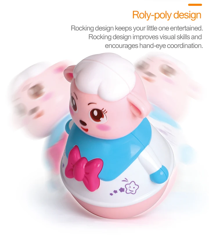 HOLA TOYS 967 Baby Toys Roly-Poly Tumbler Toy with Music& Flashing Lights Nodding Doll Duck Sheep Novelty Educational Toys