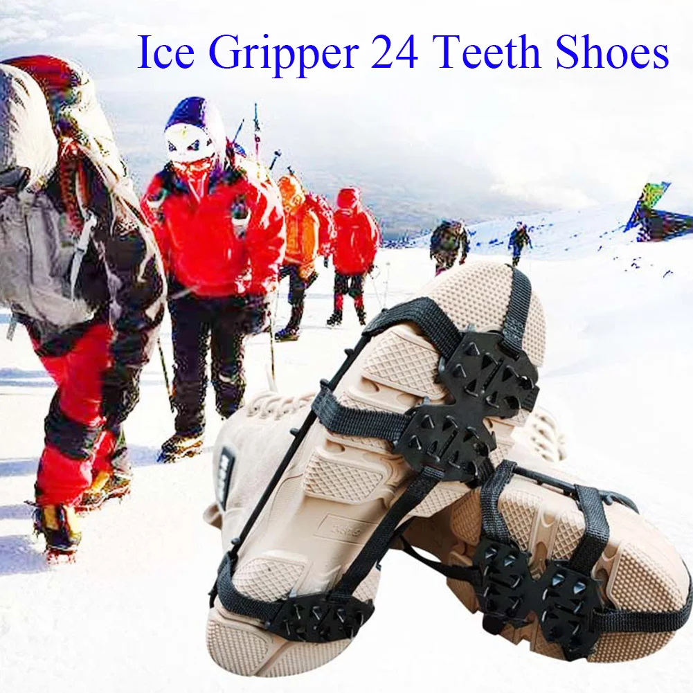24 зубы шипы обувь кошки открытый нескользящие спортивные портативный ледяной захват альпинистский Туризм Альпинизм зима Универсальный