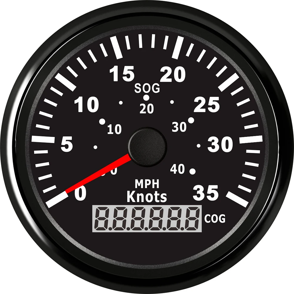 85 мм Автомобильная лодка gps Спидометр Водонепроницаемый 35 узлов 40 MPH SOG COG Тюнинг Авто спидометр датчик подходит морской с подсветкой 9~ 32 В - Цвет: black-35Knots