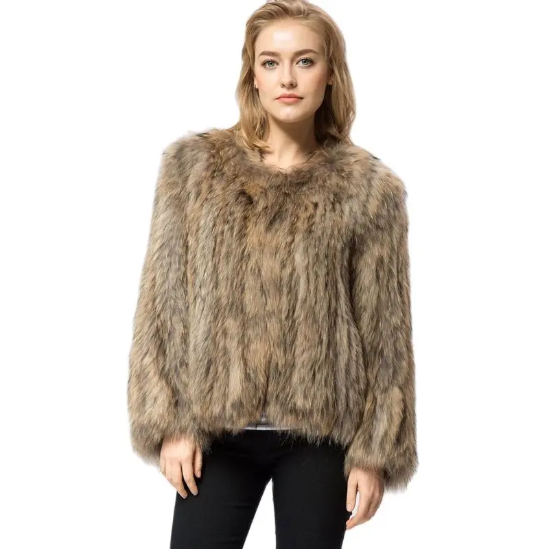

S-6XL New Fashion Raccoon fur Jacket Coat Female Short slim Faux fox fur Coat Women Winter Clothes